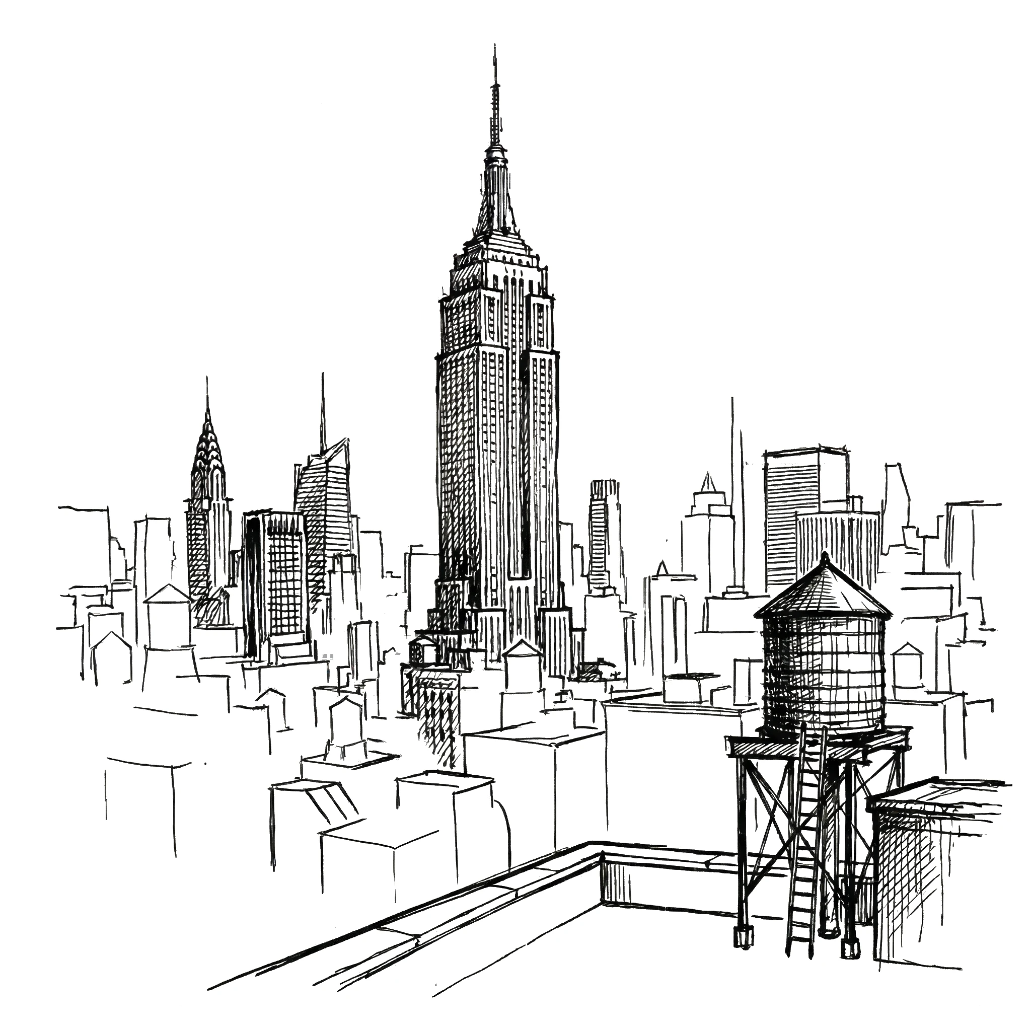 Empire State Building hand-drawn sketch